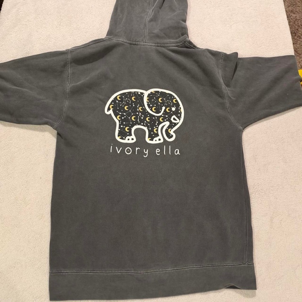 Ivory Ella Gray Celestial Moon Elephant Hoodie Comfort Colors Small